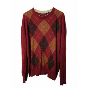 Northern Isles Argyle Pullover Sweater XL Mens Silk Cashmere Blend Long Sleeve